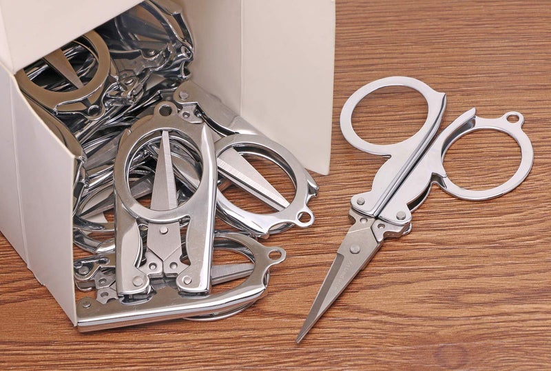 Shapenty Stainless Steel Folding Portable Travel Scissors Small Pocket Foldable Paper String Craft Shred Scissors, 15 Pack - Image 5